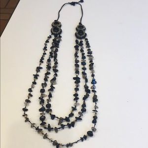 34” black and brown beaded necklace